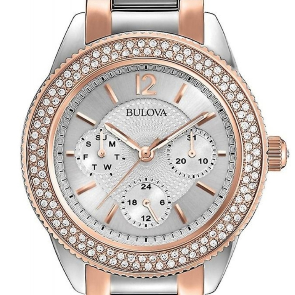 Bulova 98N100 Women's Crystal Two Tone Wristwatch